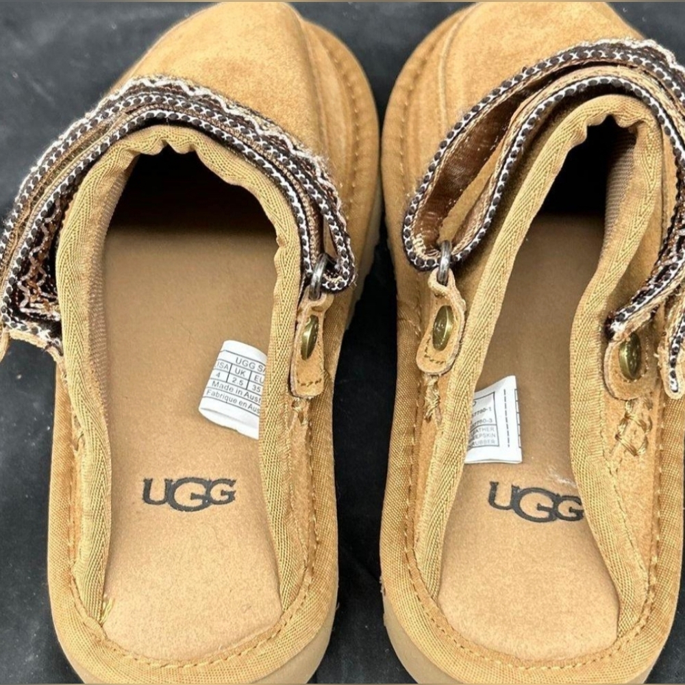 UGG Goldenstar UGGbraid Kids Tan Slip-On Slippers Big Kids' Size 4 NWOT - Picture 5 of 7